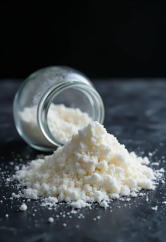 Agar-agar em pó num frasco e colher