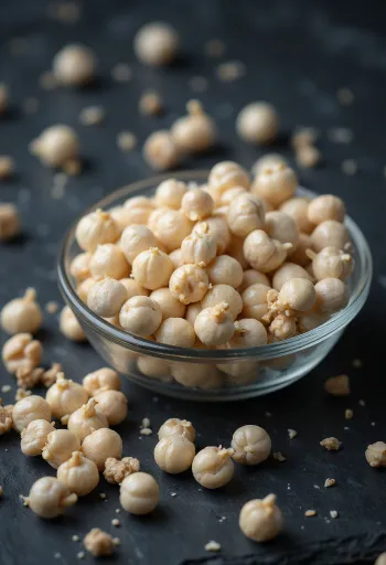 Grãos de pimenta branca em taça de madeira sobre superfície clara