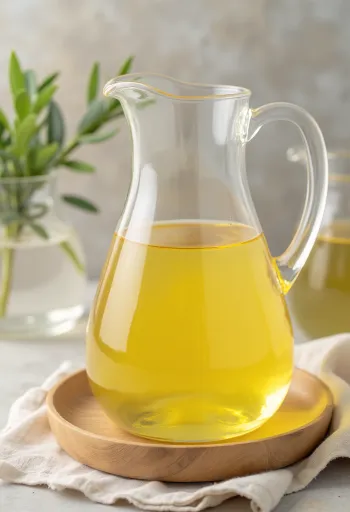 Óleo de palma refinado em taça com fruto da palma