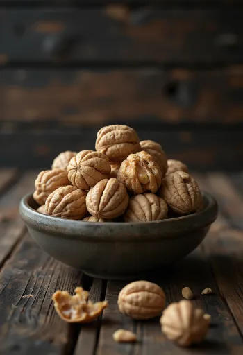 Miolo de noz natural em metades sobre fundo branco