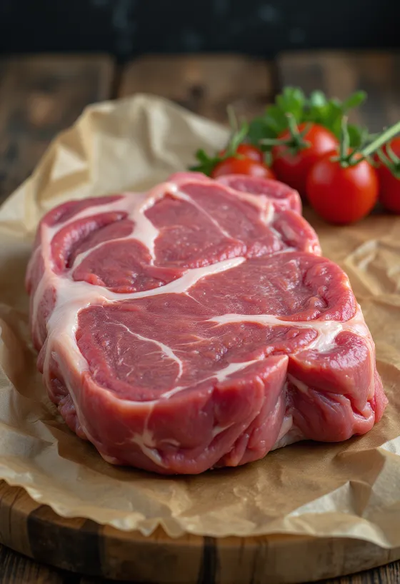 Pedaços de carne de cabra fresca com especiarias, alho e malagueta