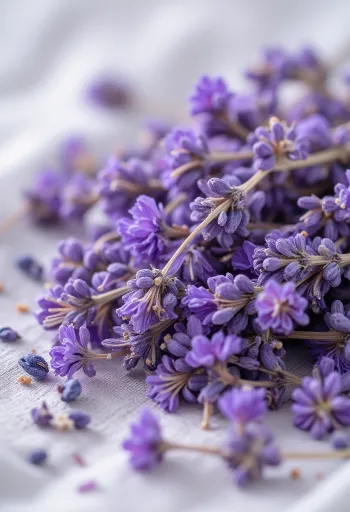 Flores de lavanda frescas e secas em taça, com limão e mel