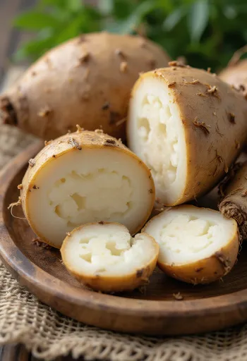 Raiz de malanga inteira com textura detalhada da casca