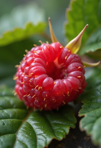 Framboesas frescas em taça e com doce de framboesa