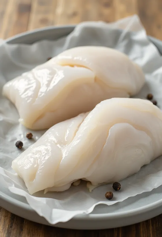 Filete de bacalhau do Pacífico preparado na cozinha