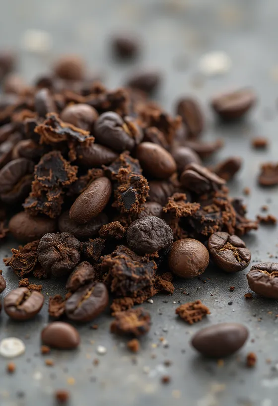 Grãos de raiz de chicória torrada na tábua