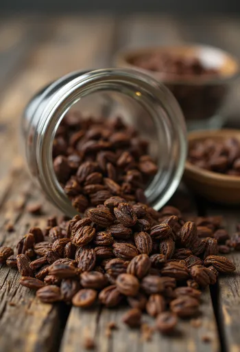 Grãos de centeio torrado na tábua