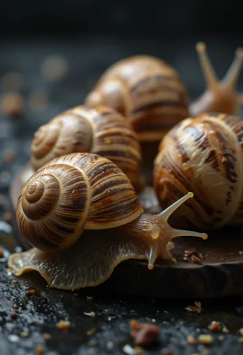 Carne de caracol preparada e empratada sem concha