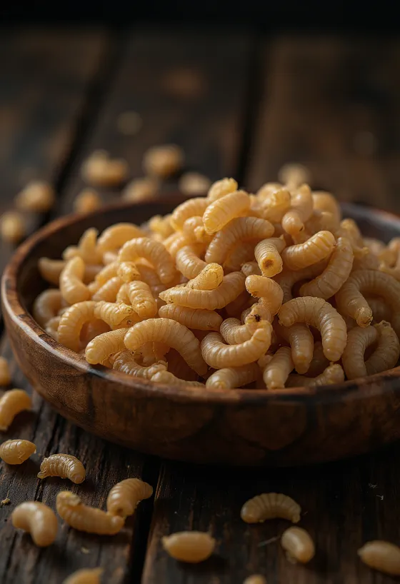 Larvas da farinha preparadas para consumo humano em prato