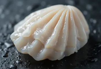 Nozes de vieira frescas e nacaradas num prato