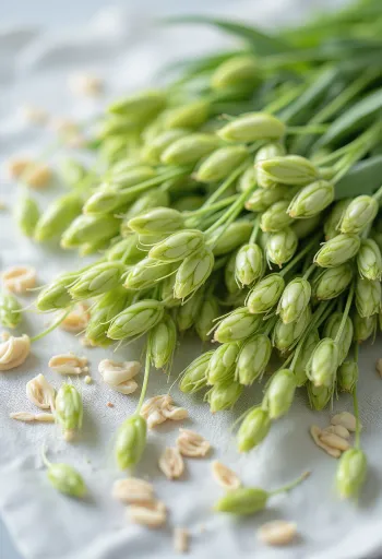 Rebentos de aveia verde frescos em prato