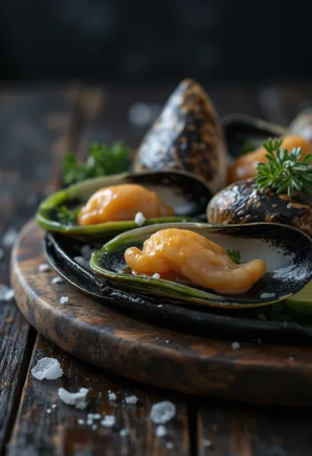 Mexilhão de lábios verdes da Nova Zelândia com concha característica