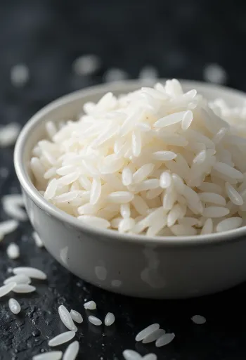 Arroz Jasmim cozinhado com grãos longos e brancos