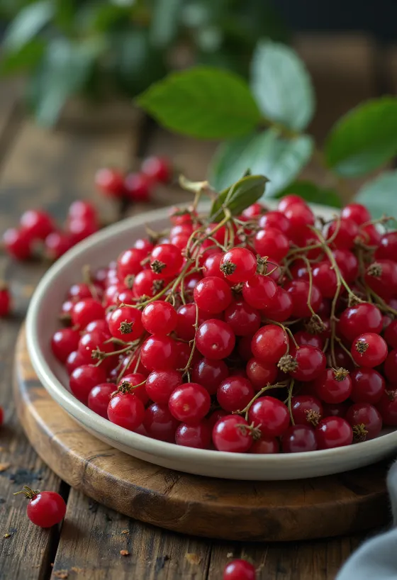 Bagas de sabugueiro vermelho, cor vermelho-vivo e superfície ligeiramente brilhante
