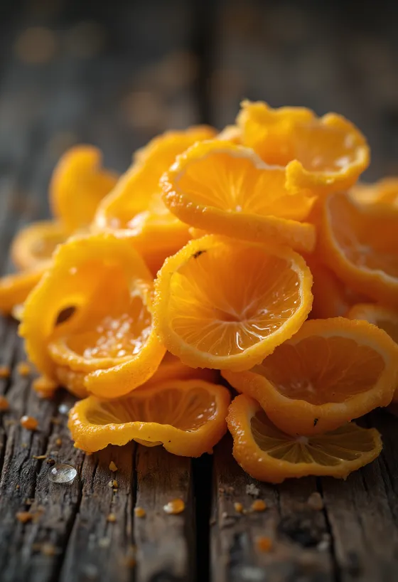Casca de laranja fresca cortada em tiras numa taça, com ralador e mel