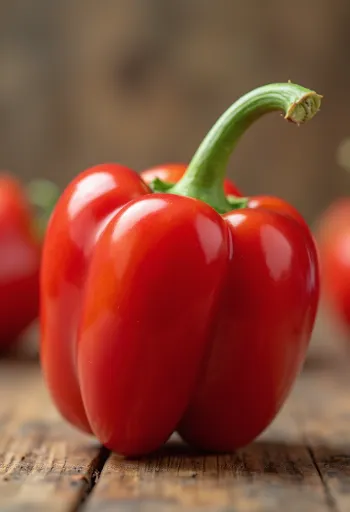 Pimentos frescos vermelhos, verdes e amarelos fatiados e inteiros sobre madeira