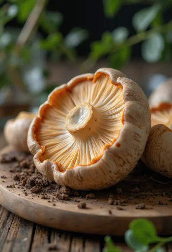 Cogumelo Parasol Vermelho fatiado durante a preparação