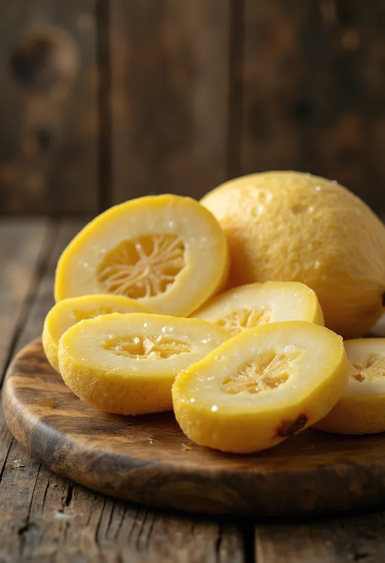 Plátano fatiado em estados maduro e verde sobre tábua de corte