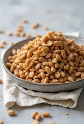 Grãos de trigo-sarraceno tostado (Kasha) com cor castanha rica