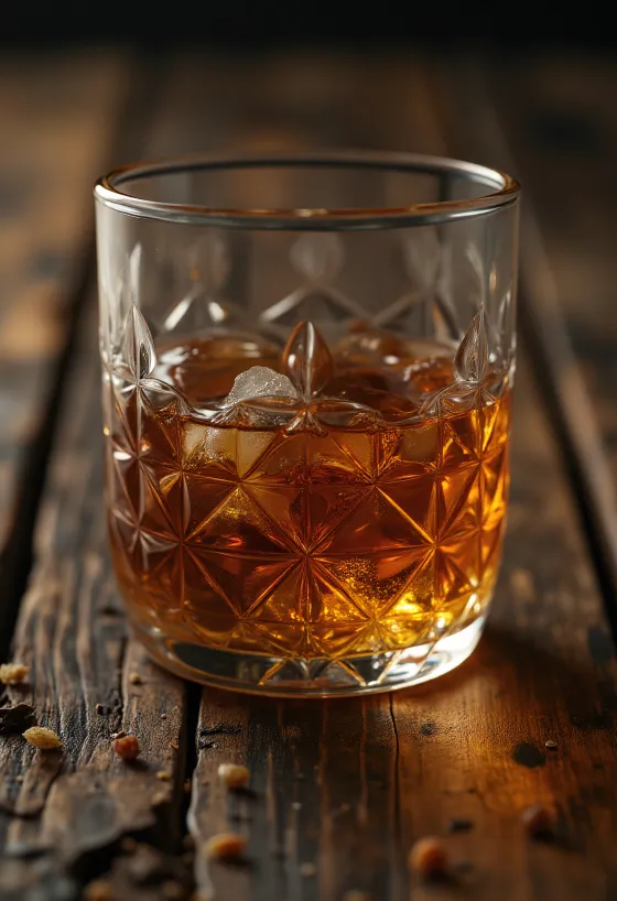 Garrafa de rum escuro e copo, com açúcar mascavado, cana e lima