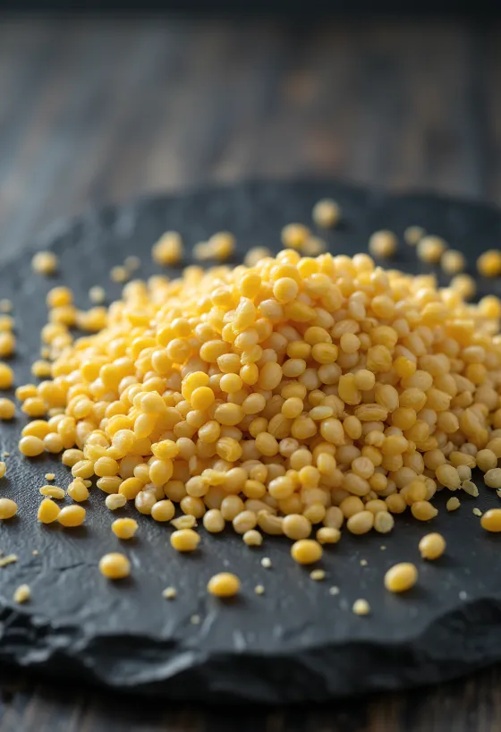 Sementes de mostarda amarela e branca em taça e espalhadas