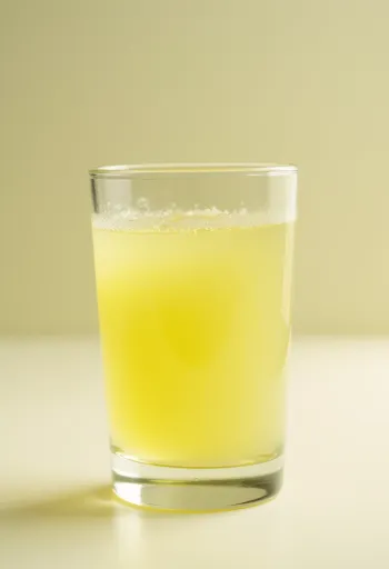 Soro de leite em garrafa e prato sobre superfície de madeira clara, luz natural