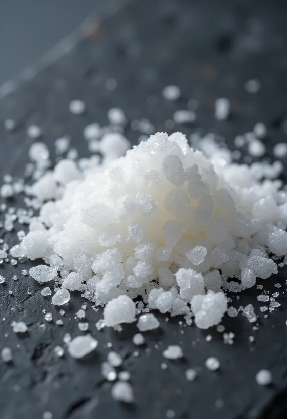 Dextrose em pó numa pequena tigela, com colher de pau