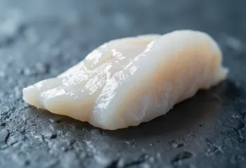 Filete de bacalhau fresco com limão, salsa e flor de sal em tábua