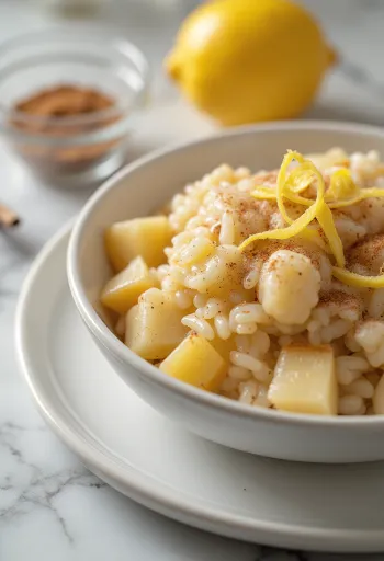 Arroz de maçã em tigela
