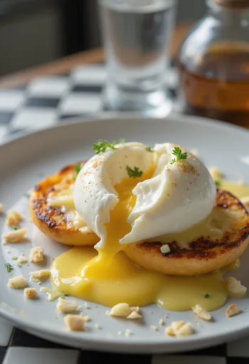 Queijo burrata cremoso servido sobre metades de beringela assada