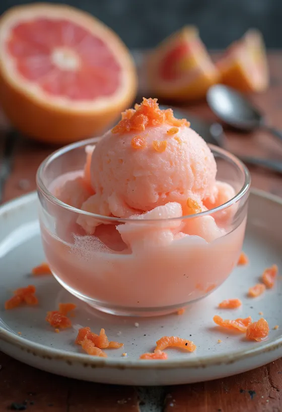 Sorbet de toranja caseiro sobremesa refrescante