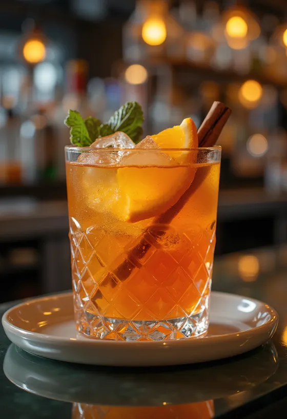 Ponche de rum e laranja num copo