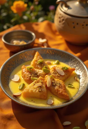 Shahi Tukda sobremesa de pão com creme de açafrão e pistácios