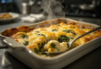 Travessa de bacalhau com natas dourado e gratinado com espinafres