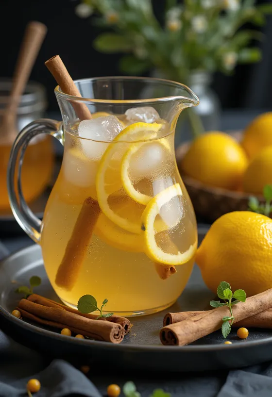 Sidra de mel e limão servida