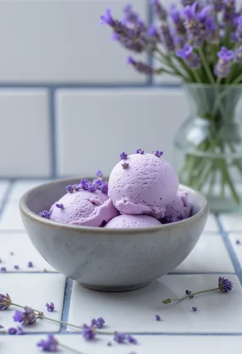 Gelado de Alfazema decorado com flores