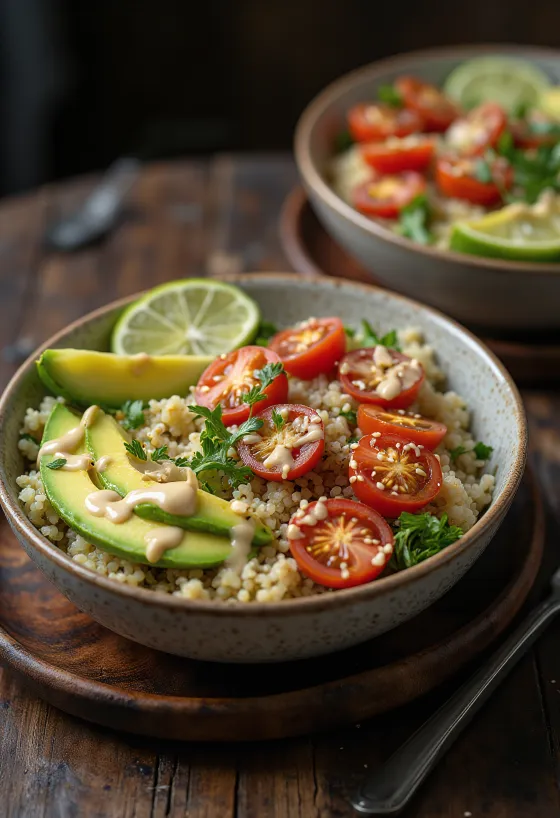 Buddha Bowl de quinoa e lima com tahini