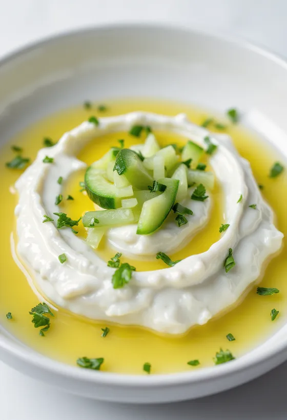 Molho Tzatziki servido com pão pita fresco