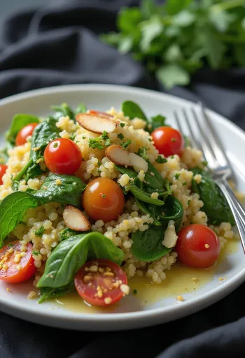 Salada de quinoa e lima com espinafres