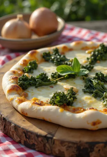 Pizza al Cavolo Nero com couve toscana e queijo