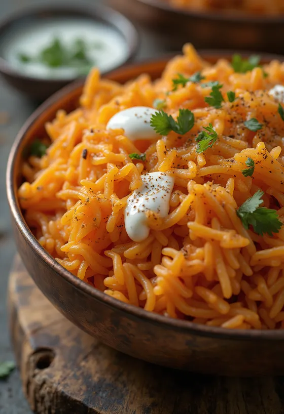 Arroz tandoori servido