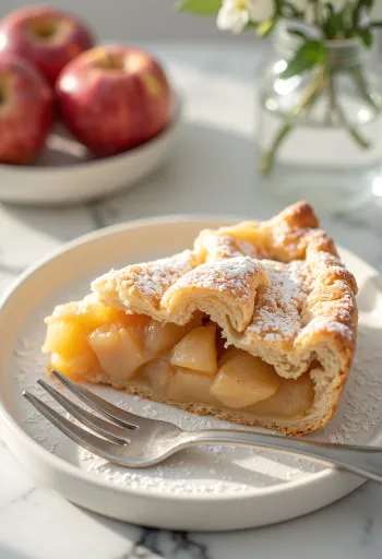 Tarte de maçã tradicional – Bolo caseiro recheado com maçã macia e canela em massa estaladiça.