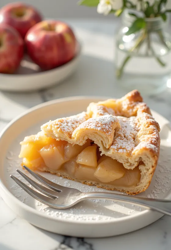 Tarte de maçã tradicional – Bolo caseiro recheado com maçã macia e canela em massa estaladiça.