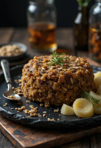 Haggis com três tipos de aves, servido fresco
