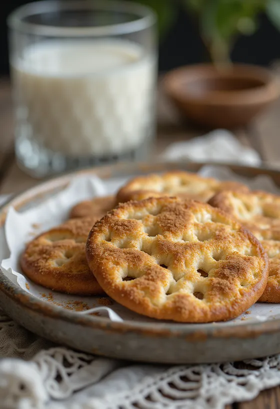 Knäckebröd doce polvilhado com canela e açúcar baunilhado