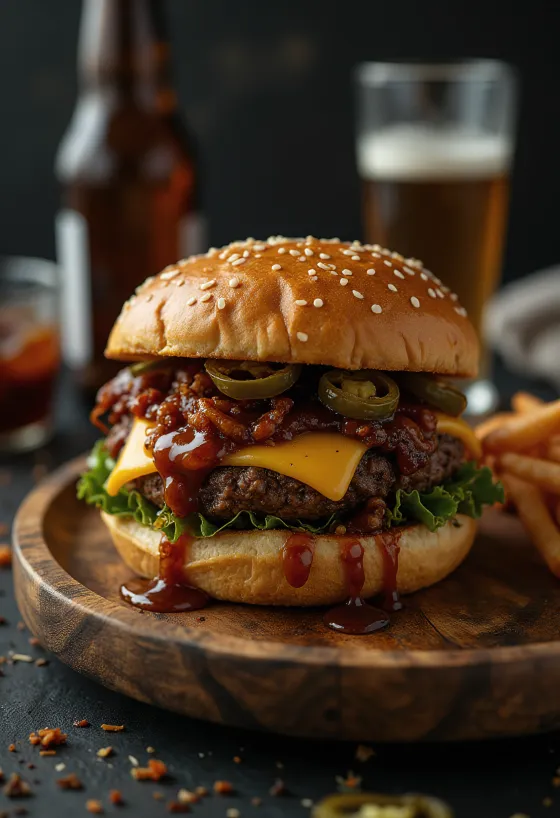 Hambúrguer BBQ picante servido