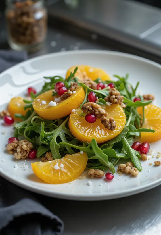 Salada de Laranja Vegan com Noz servida