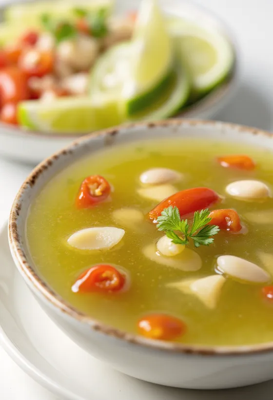 Molho agridoce de lima e chili servido