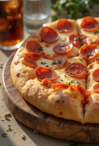 Focaccia de pepperoni servida