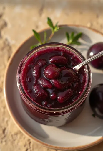 Molho de ameixa agridoce servido com carnes grelhadas